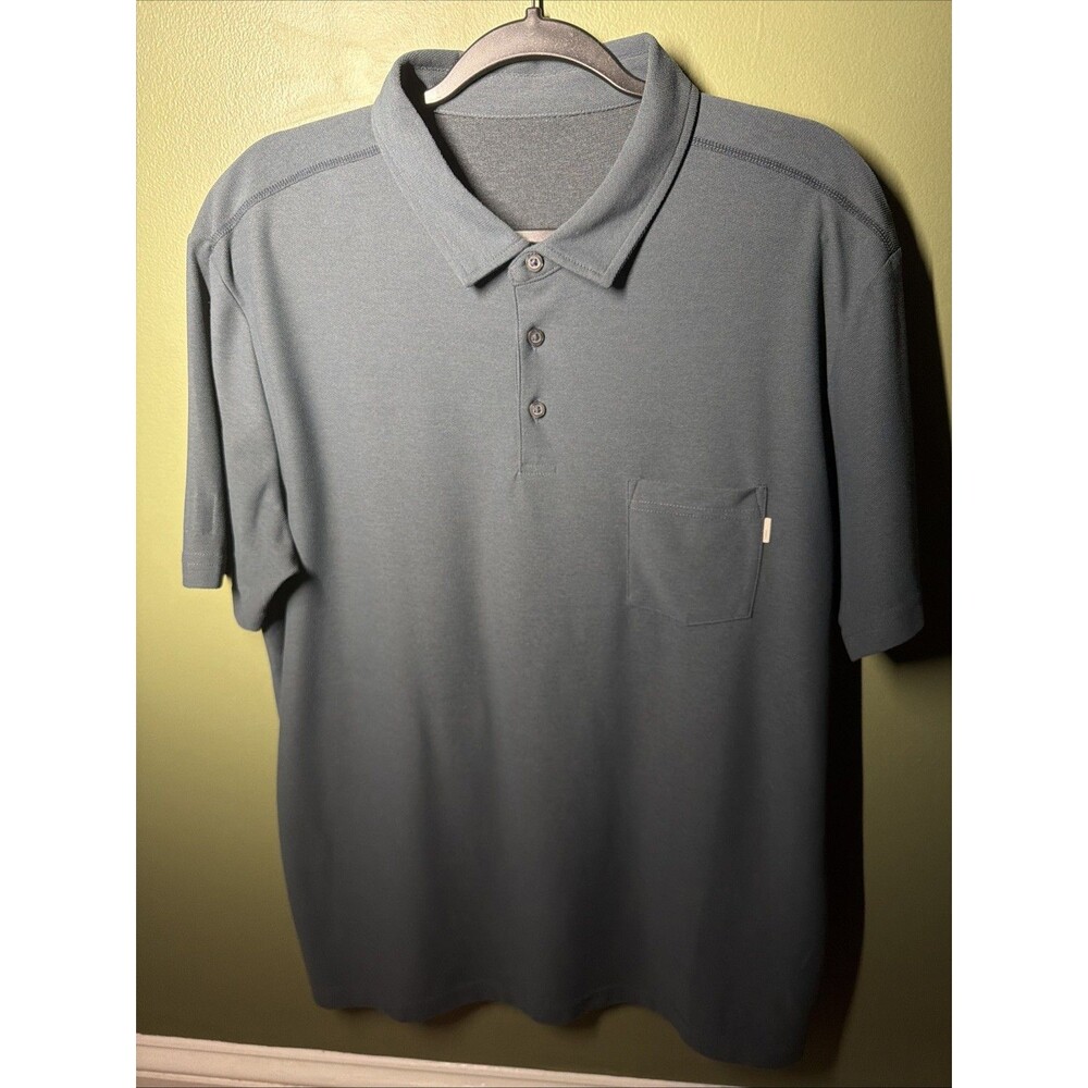 Vuori Polo Shirt Mens Medium Gray Ace Pocket Performance Casual Short Sleeve